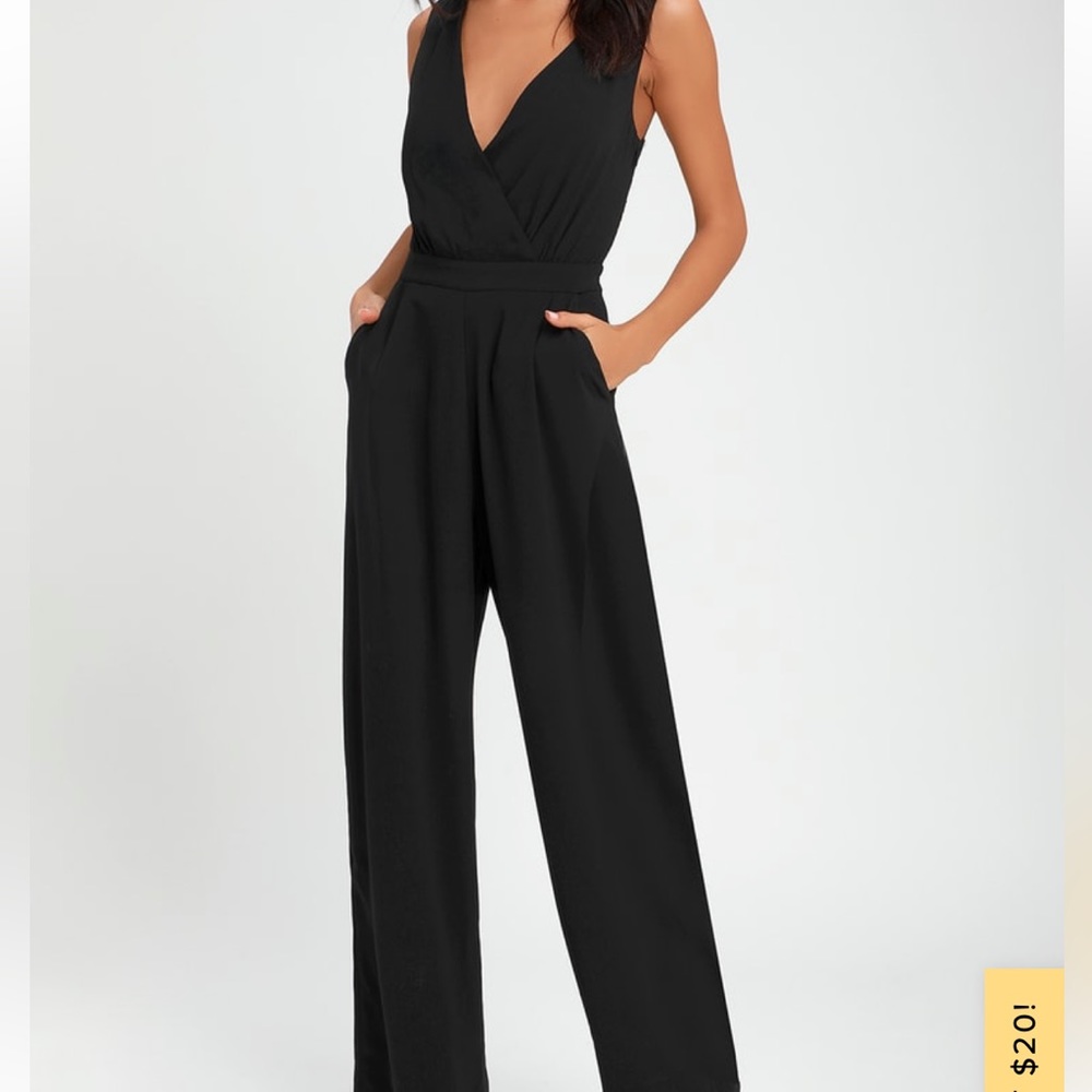 NWT Lulu’s Kiska Black Lace Wide Leg Jumpsuit